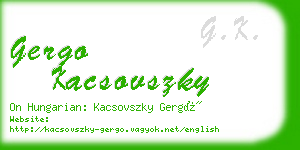 gergo kacsovszky business card